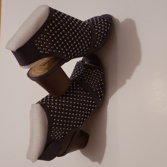 Studded Slate Blue Suede Booties - Picture 2 of 5